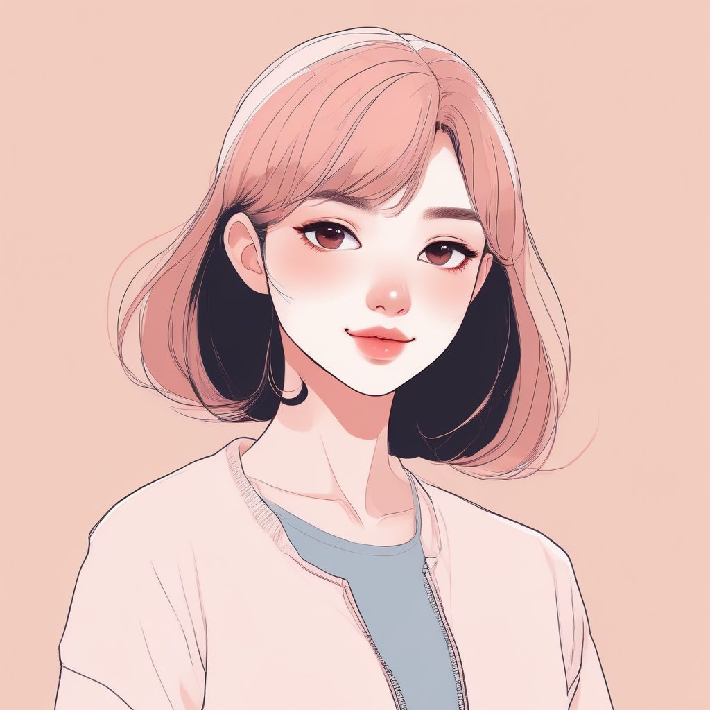 超萌日系动漫头像！🍑 奶油粉极简线条插画，甜美少女感一键拥有！