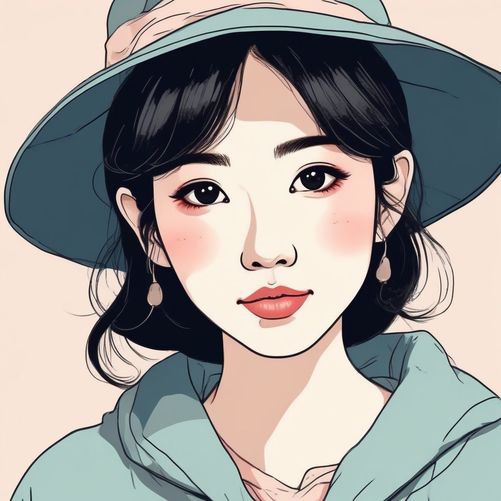 超萌软边：蜡笔风格日系少女，红润脸颊，高饱和温暖配色头像