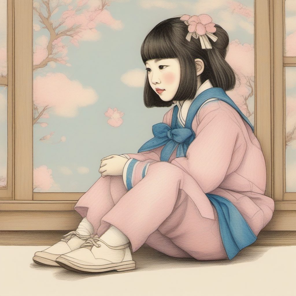 超软萌!粉蓝系JK制服改良版插画:如何突出纸张纹理细节?