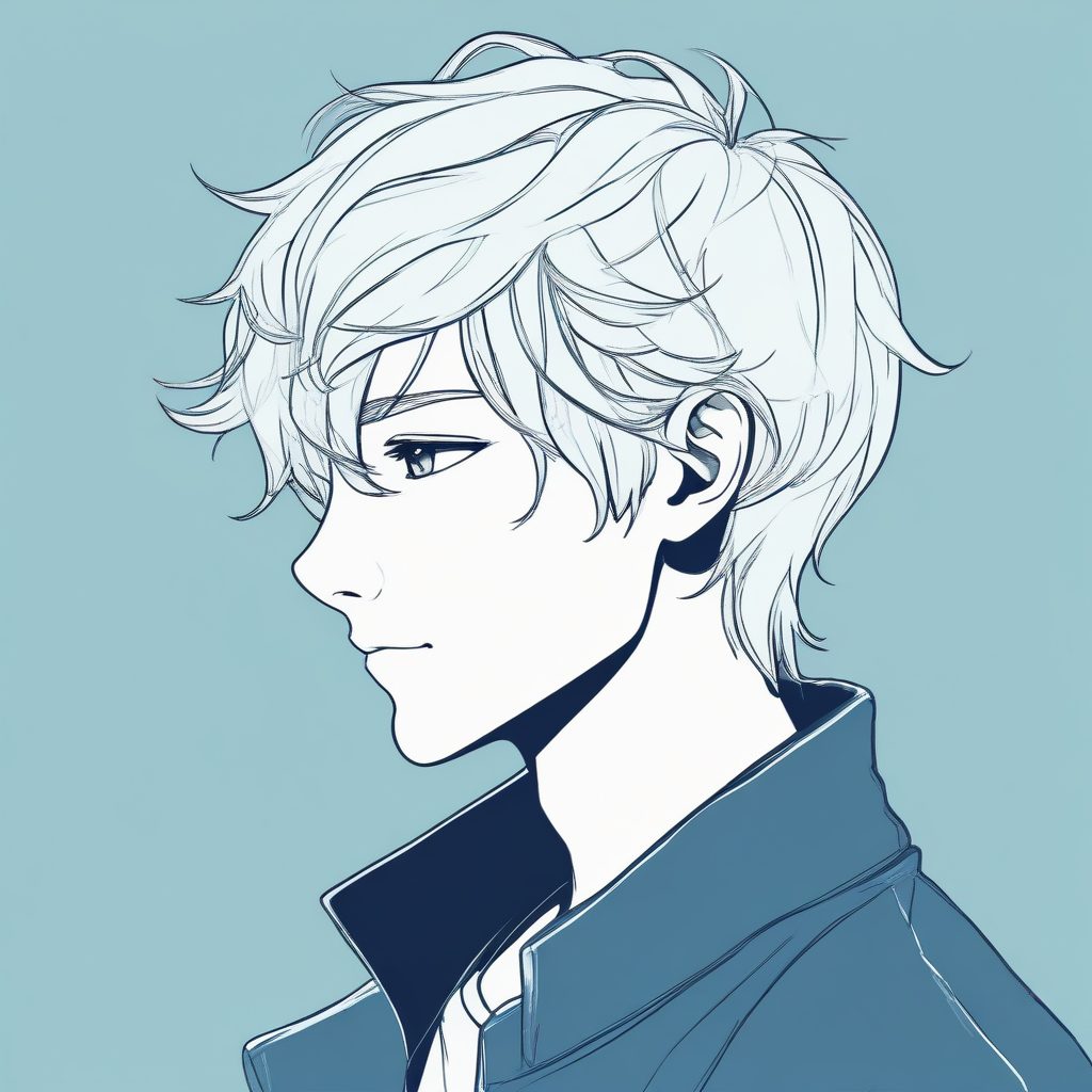 超飒侧颜！极简线条日系男生，高对比度Cel Shading肖像，酷帅头像生成