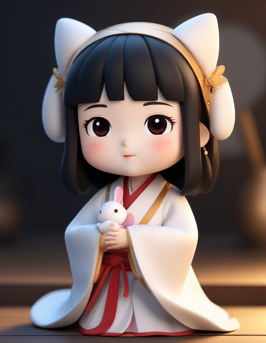 🎀超甜C4D建模！Q版汉服女孩抱着小兔子，温柔治愈系头像生成！