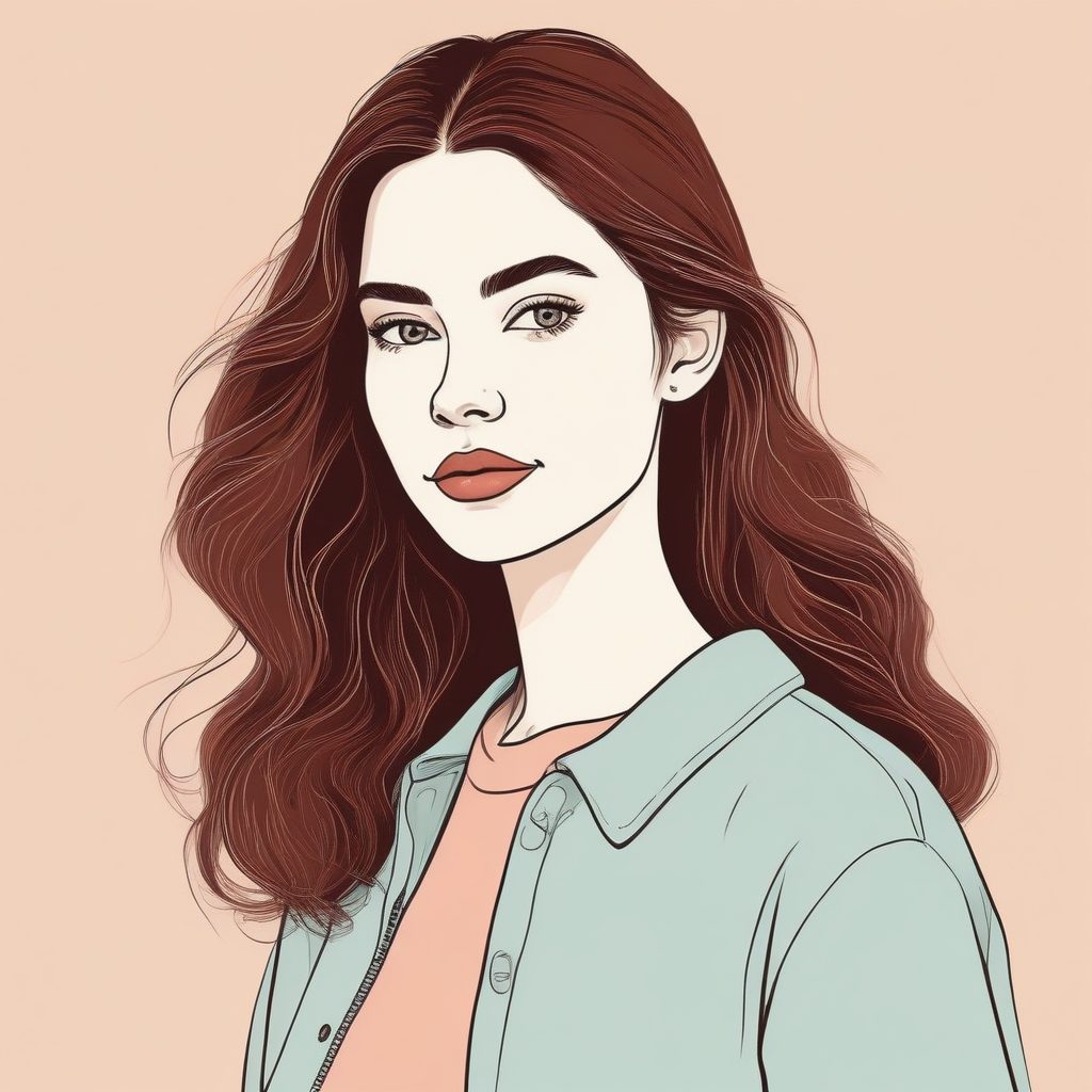 ✨超甜极简手绘插画女孩！粉蓝配色绝美背景