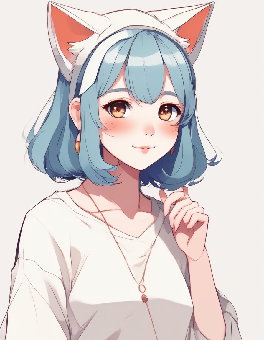 🎀超甜软妹必备!萌系猫耳少女头像生成,线条感绝美!