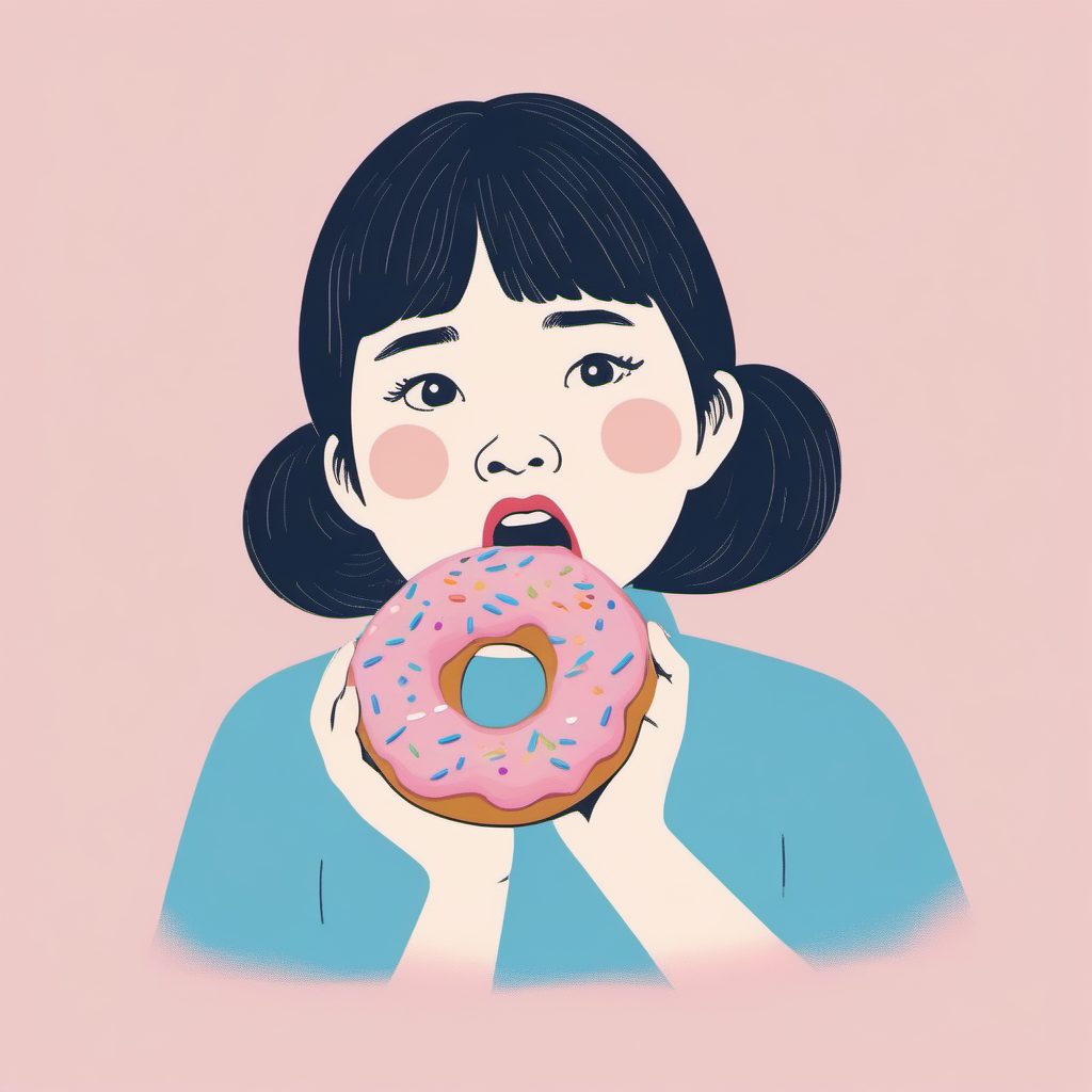 超甜甜点插画:手捧甜甜圈的粉蓝系日系女孩生成指南