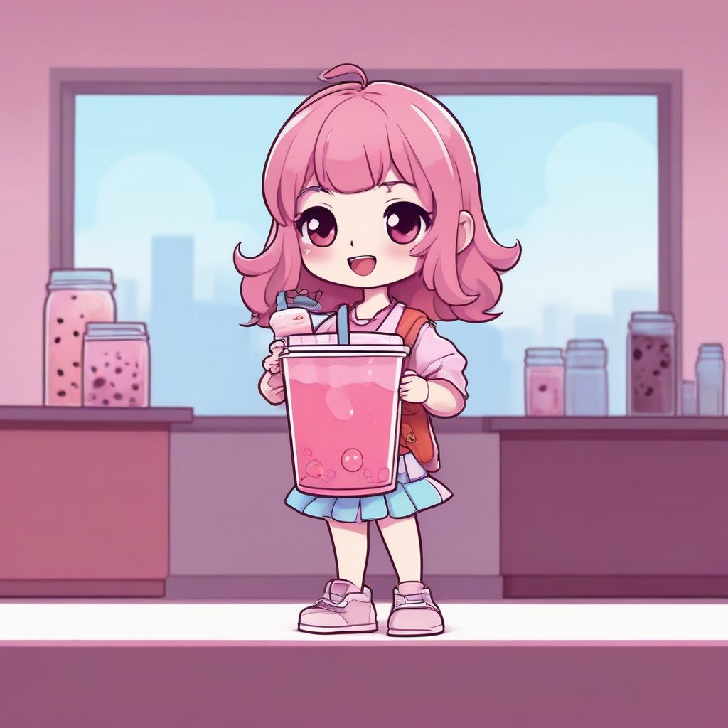 🍓超甜预警！Chibi奶茶少女头像生成 | 极简风全身照，细节爆棚8K！