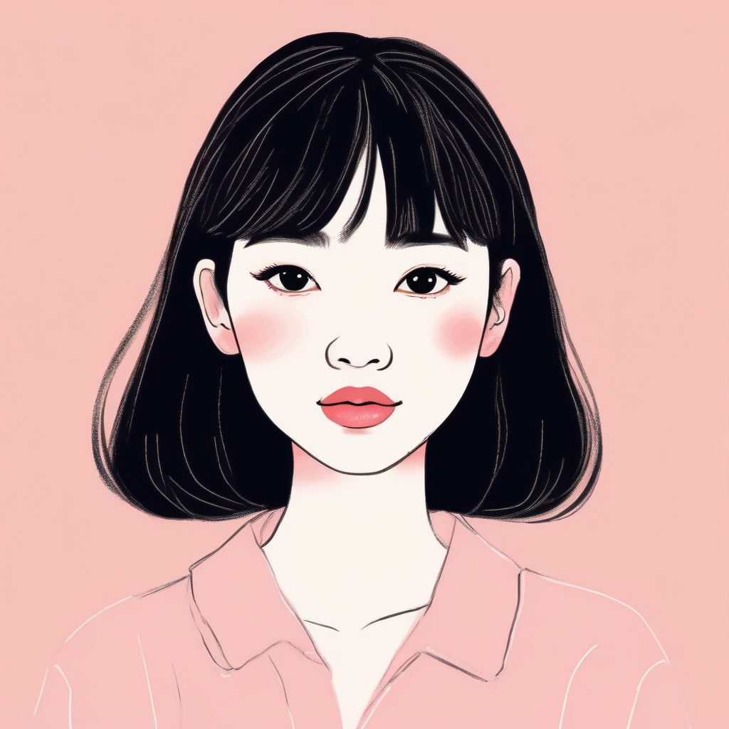 超甜预警！蜡笔质感日系少女头像，极简风，氛围感粉蓝配色