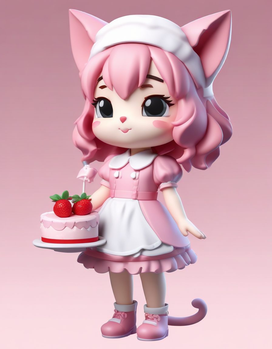 超甜预警！Q版猫咪女仆与草莓蛋糕🍰