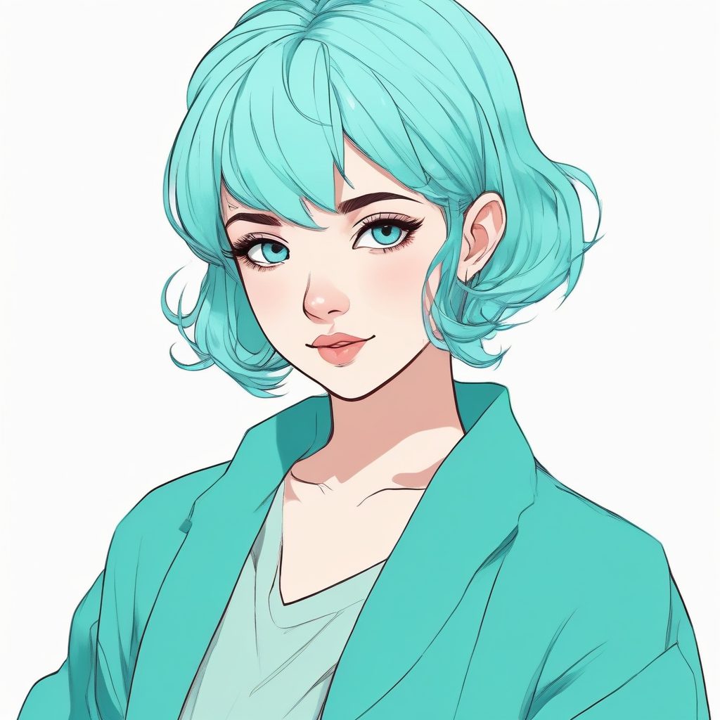 💎 超稀有配色！蒂芙尼蓝极简风动漫插画，低饱和度锁屏壁纸