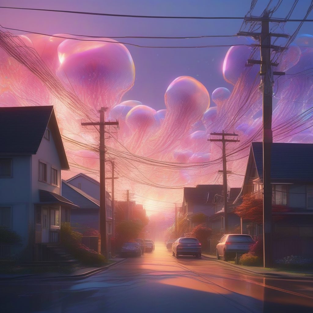 超现实幻想:水晶水母漂浮天空的AI绘画提示词教程 (新海诚光影) 1 超现实幻想:水晶水母漂浮天空的AI绘画提示词教程 (新海诚光影)