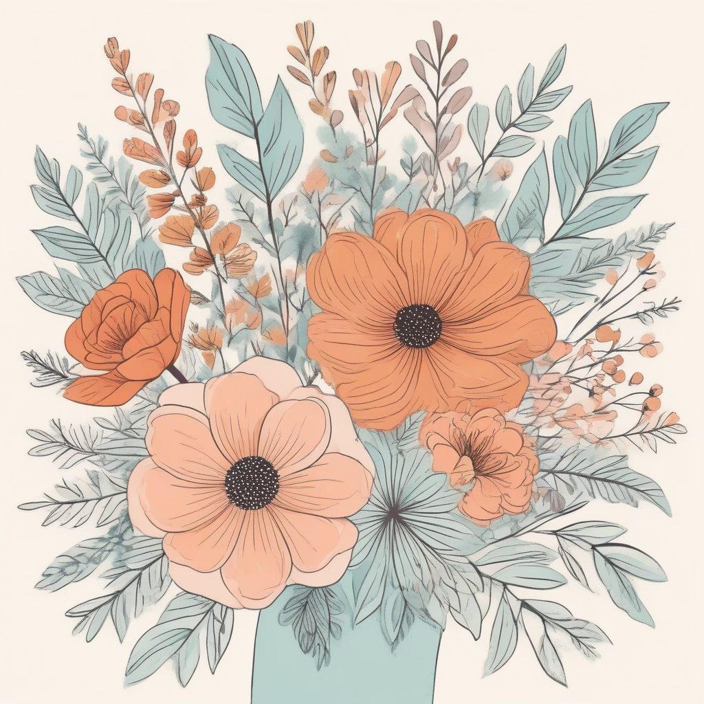 🌸超治愈！极简线条花卉插画，粉彩色调，打造温柔感头像背景！