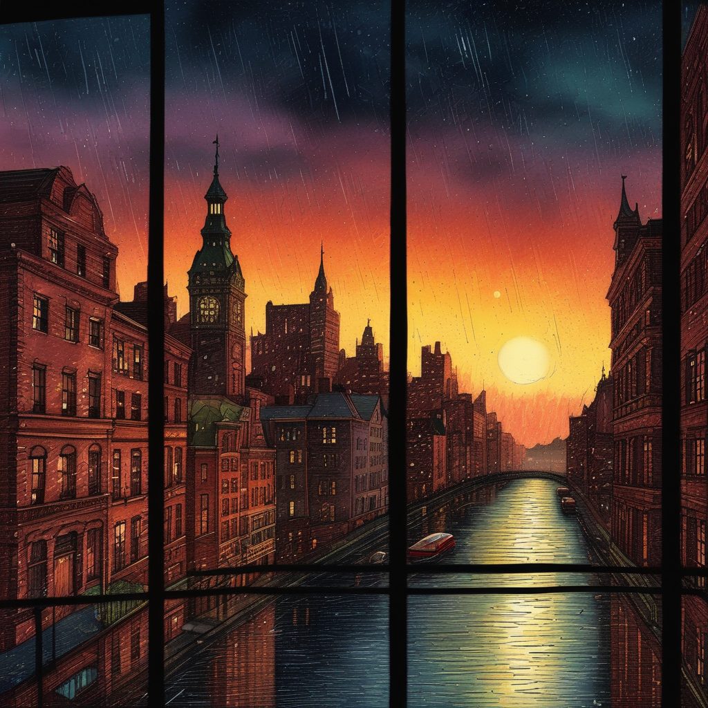 🌧️城市下雨天：窗边看雨，高氛围感，手绘感蜡笔风壁纸！