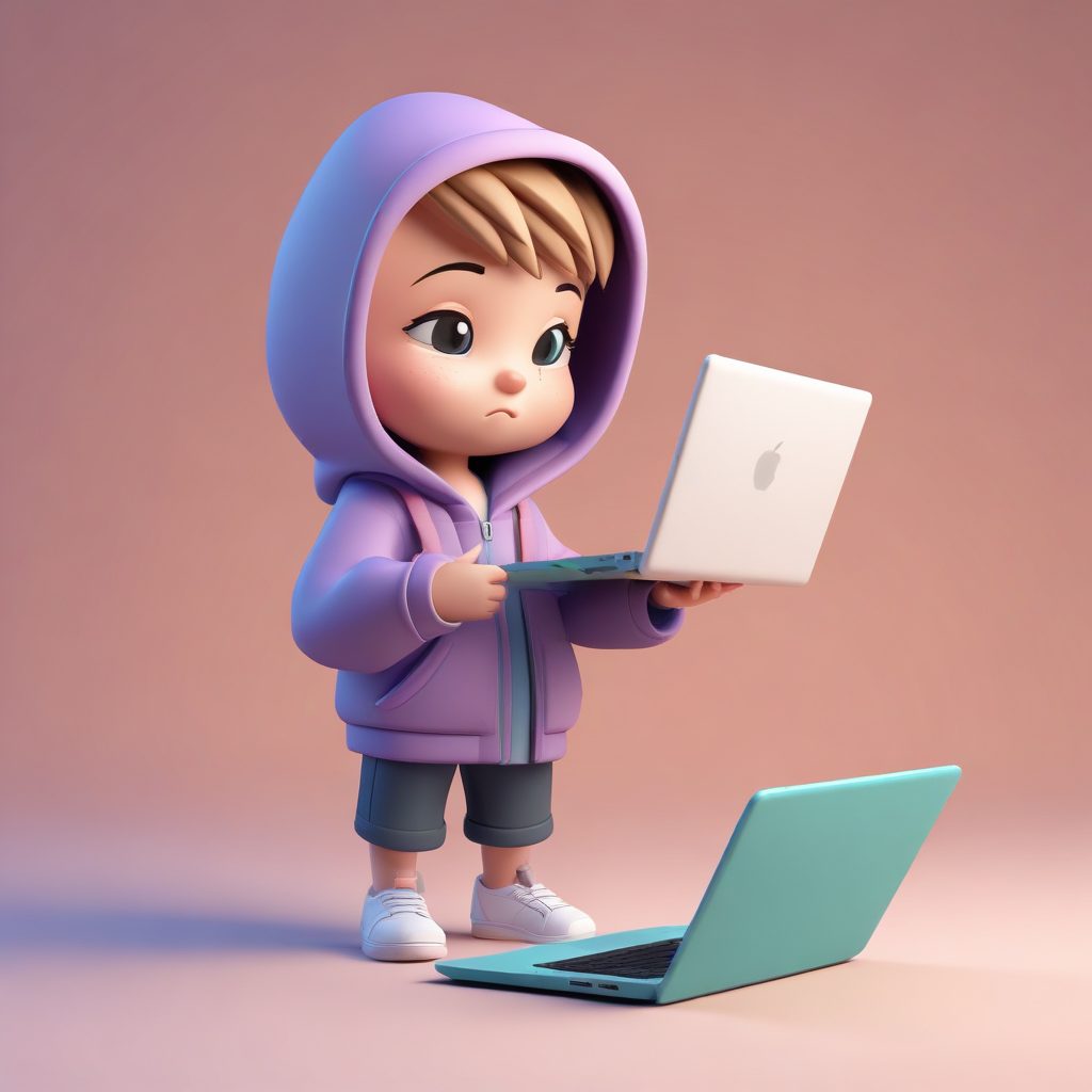 程序员崩溃瞬间:Q版小人抱着电脑哭泣的悲伤表情动作AI插画