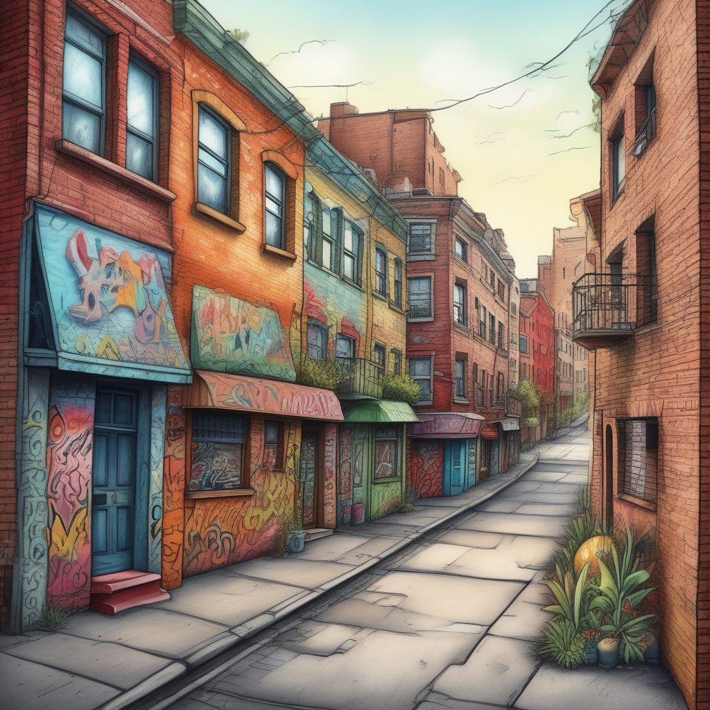 🖍️充满涂鸦感的都市街景！蜡笔笔触创意插画，个性头像背景！