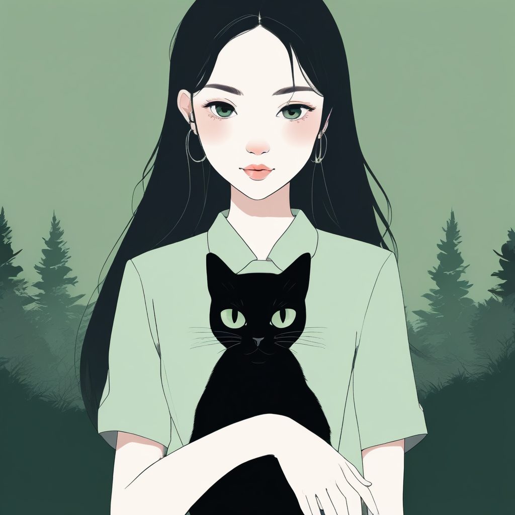🐈‍⬛宠物极简风：黑猫与少女，暗黑系低饱和度高级感头像