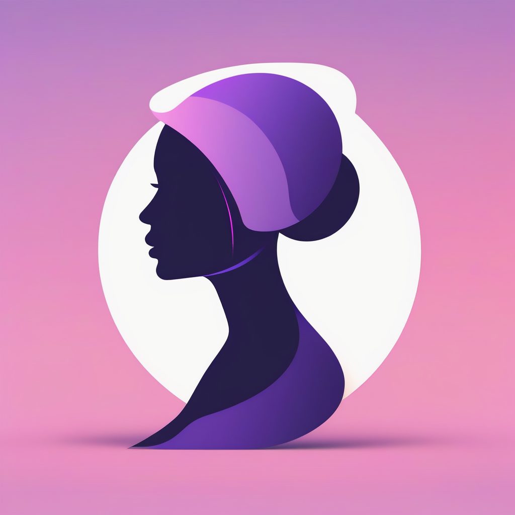 抽象形态女性标志设计：居中宏观视图、紫色系极简扁平化AI绘图指南