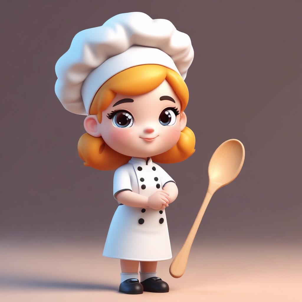 厨艺Q版达人: 拿着勺子得意洋洋的自信表情包 (全身)