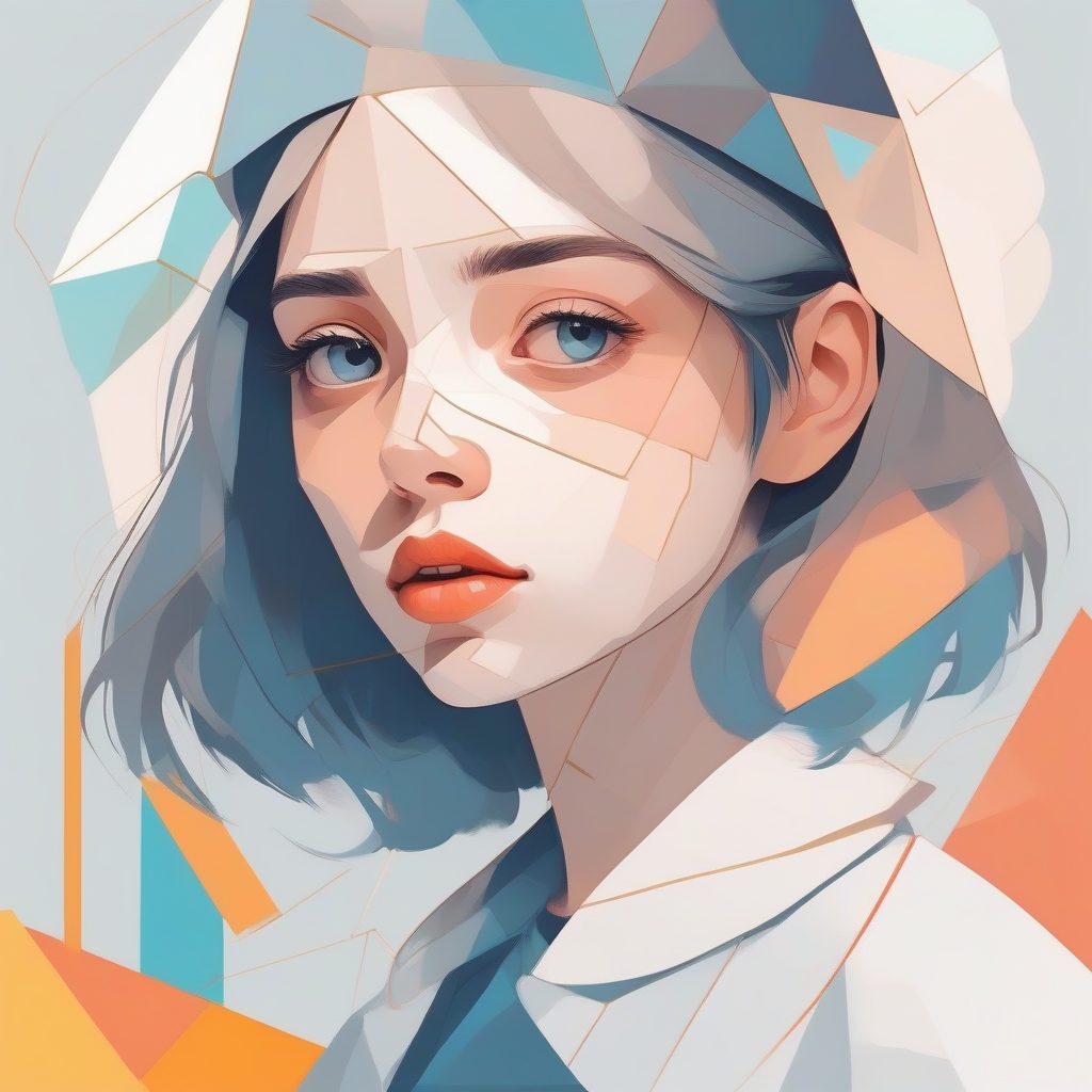 创意AI绘画教程：打造低饱和度几何碎片元素的视觉冲击力人像