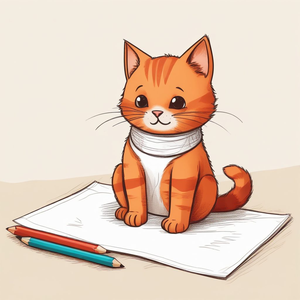 创意手绘:扁平可爱儿童用巨型蜡笔作画插画(质感细节)