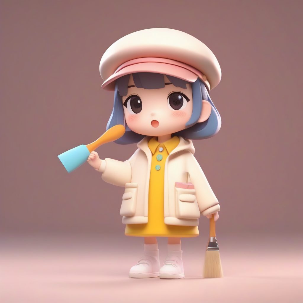 创意职业Q版艺术家：粘土纹理3D盲盒渲染，C4D高细节全身照生成指南