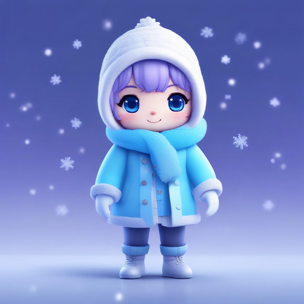 纯净冰雪主题AI绘图：雪人Q版动漫全身提示词与8K高清渲染