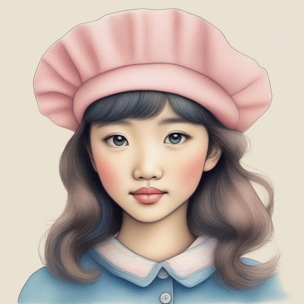 春日穿搭灵感:极简线稿下的日系贝雷帽女孩,粉蓝色系穿搭