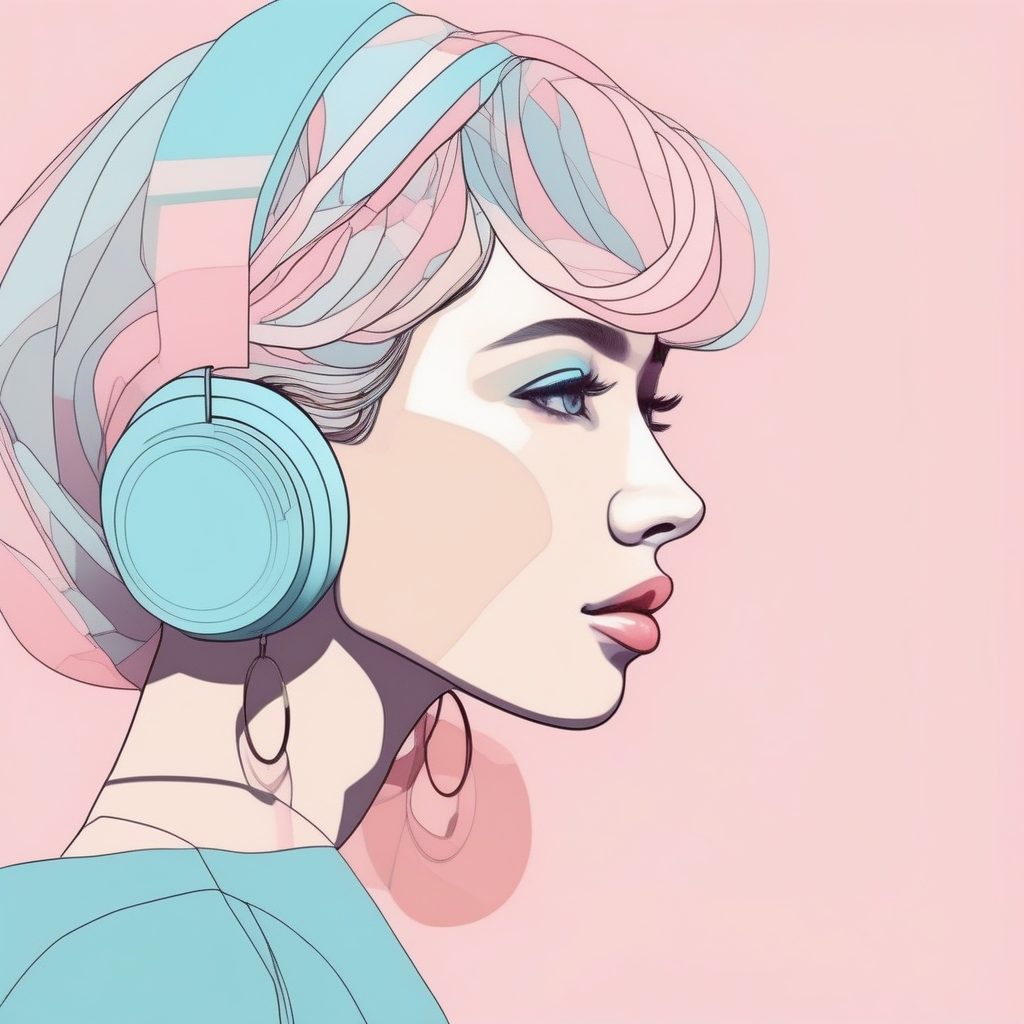 纯色背景人像特写:侧面轮廓与马卡龙耳饰的细节冲击