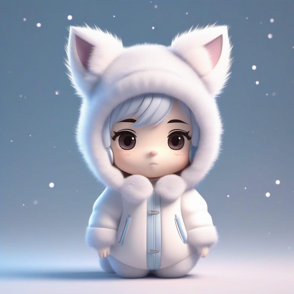 纯色背景下的小可爱：极地狐狸Chibi角色冬季萌系Prompt生成指南