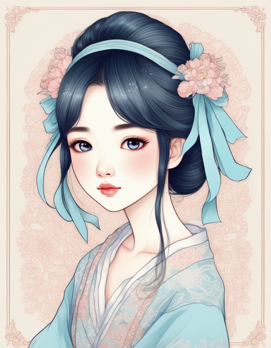 Coquette蝴蝶结少女：治愈系粉彩色线稿肖像爆款秘籍