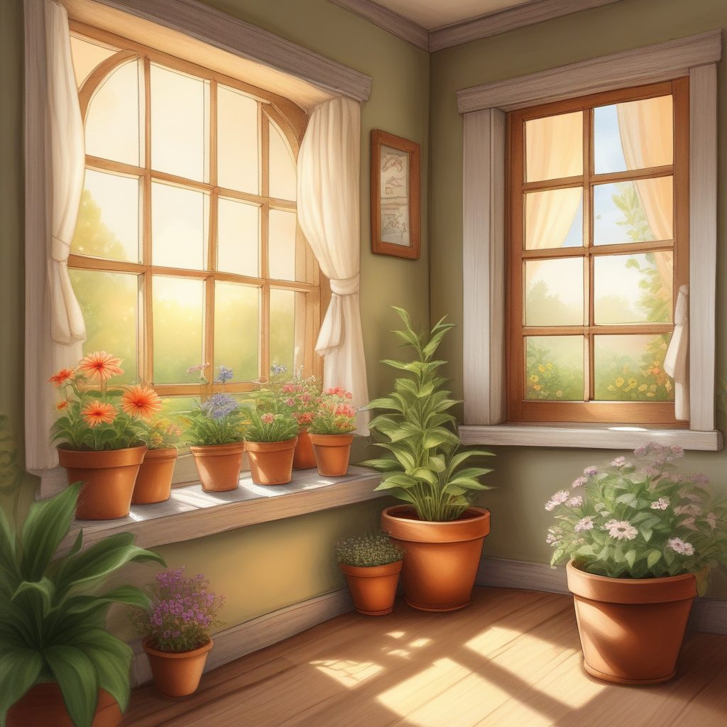 🏠Cozy Home！治愈系背景图：被阳光洒满的小屋和花草