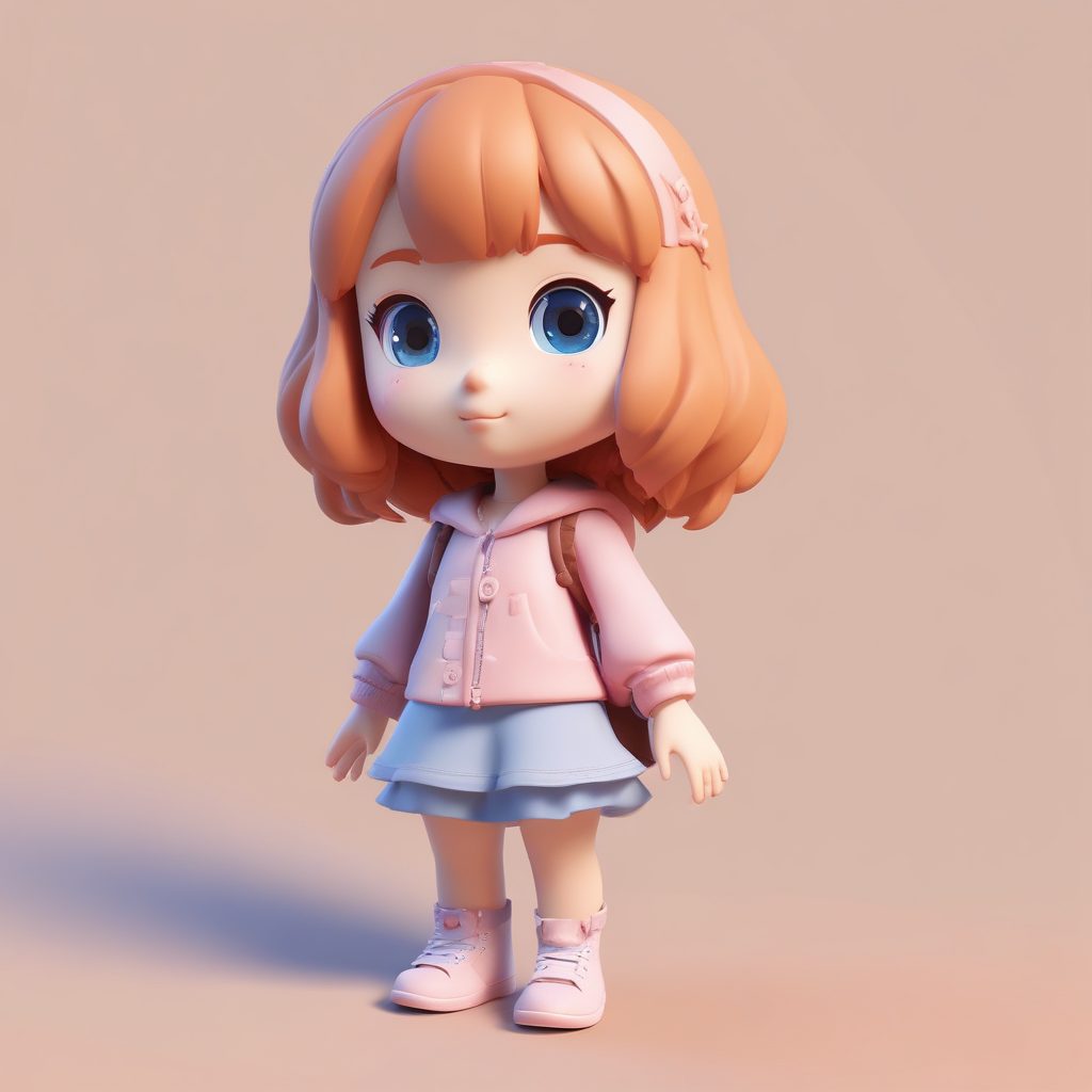 超萌Q版女孩纯色背景头像 | 3D盲盒风全身AI绘画提示词
