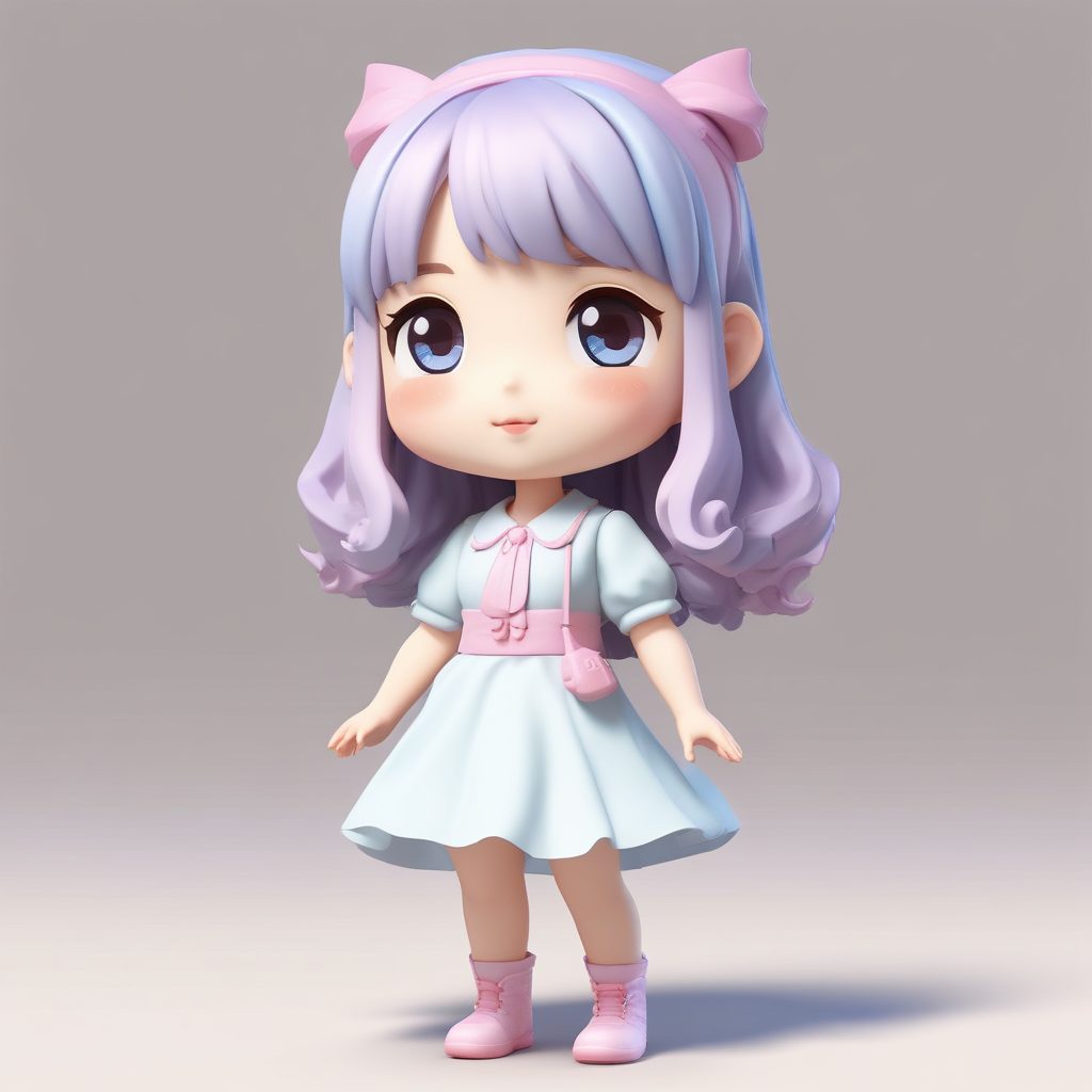 Q版洛丽塔盲盒手办全身像 | 3D粘土风高细节8K渲染