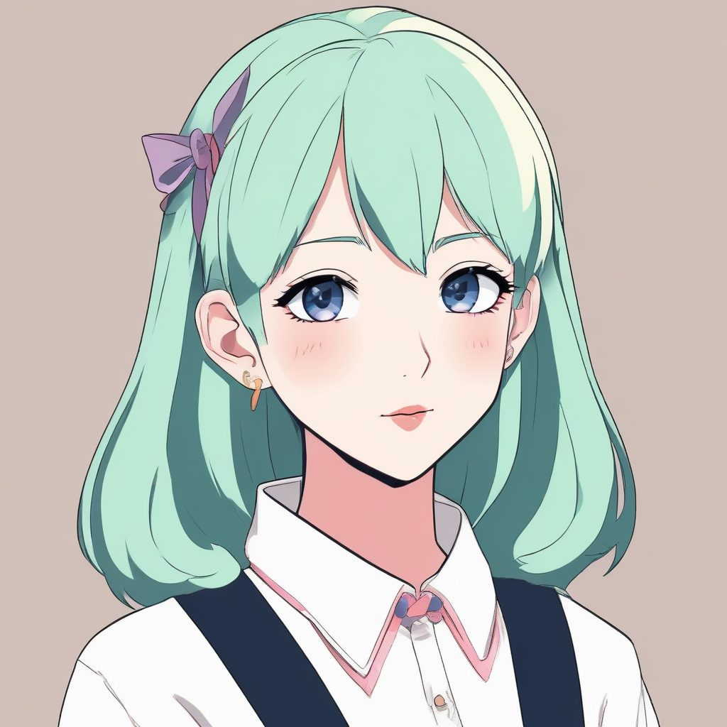 极简风动漫女孩头像模板，纯色背景显高级！｜SD提示词分享