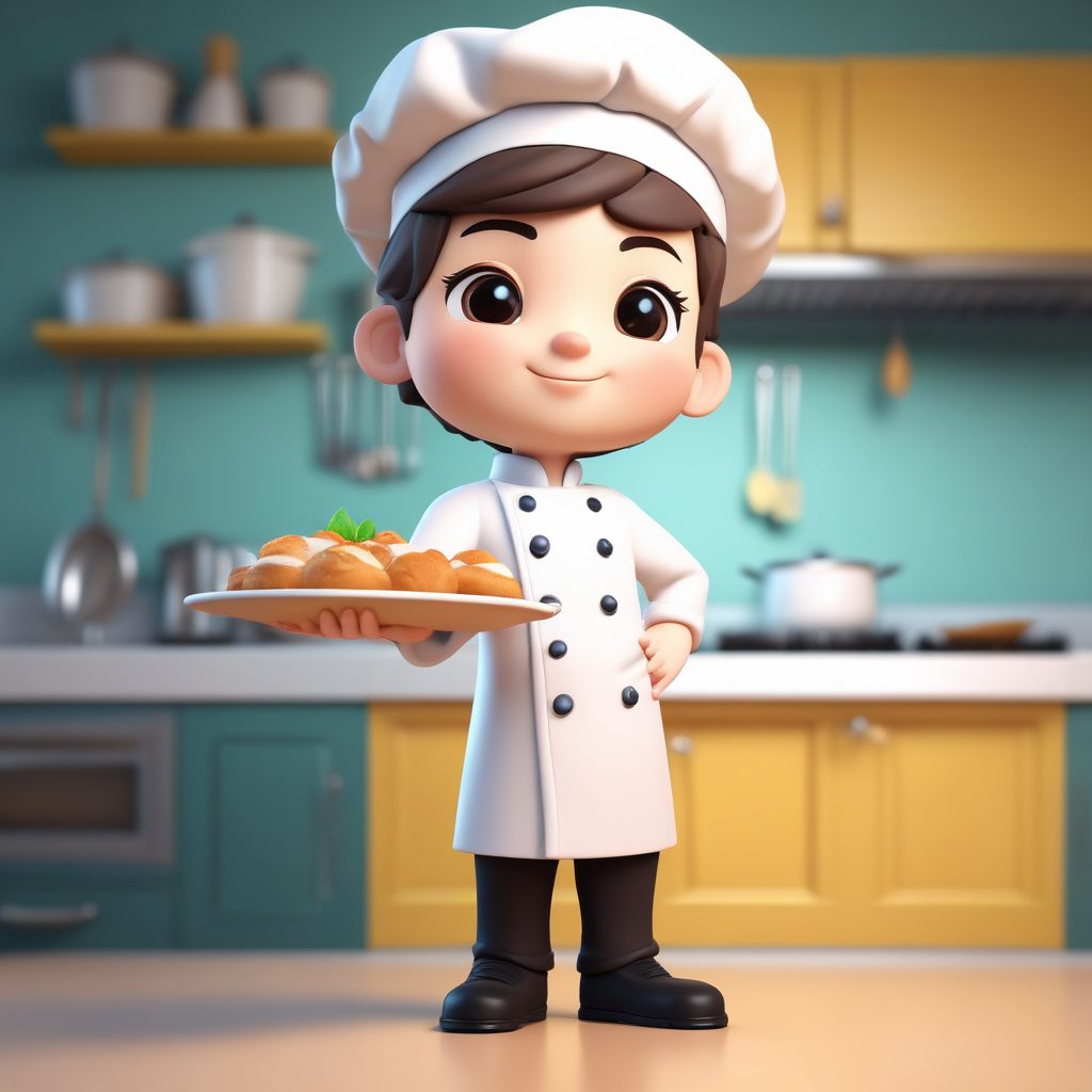 大厨的得意之作!Q版小人端着盘子骄傲展示的表情动作AI教程