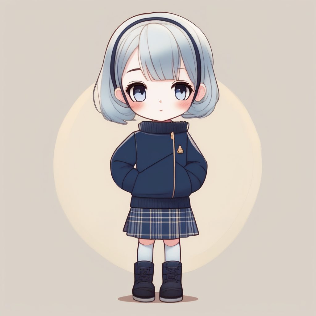 打造冬日学院风Q版立绘：格子裙与厚底靴穿搭AI绘画秘籍