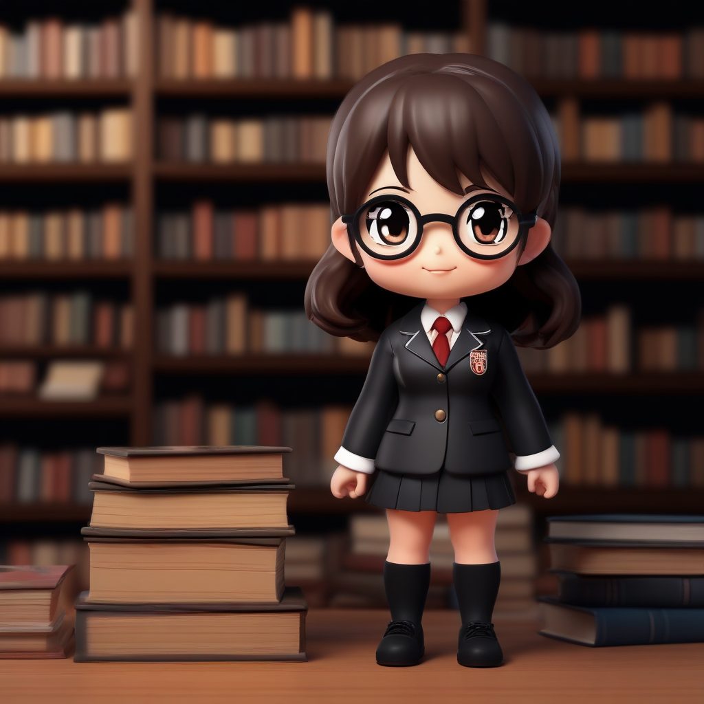 Dark Academia Q版人设: 学院风高细节3D渲染插画 (8K)