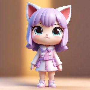 超萌Q版猫耳娘头像分享！8K Pastel C4D渲染盲盒风全身照