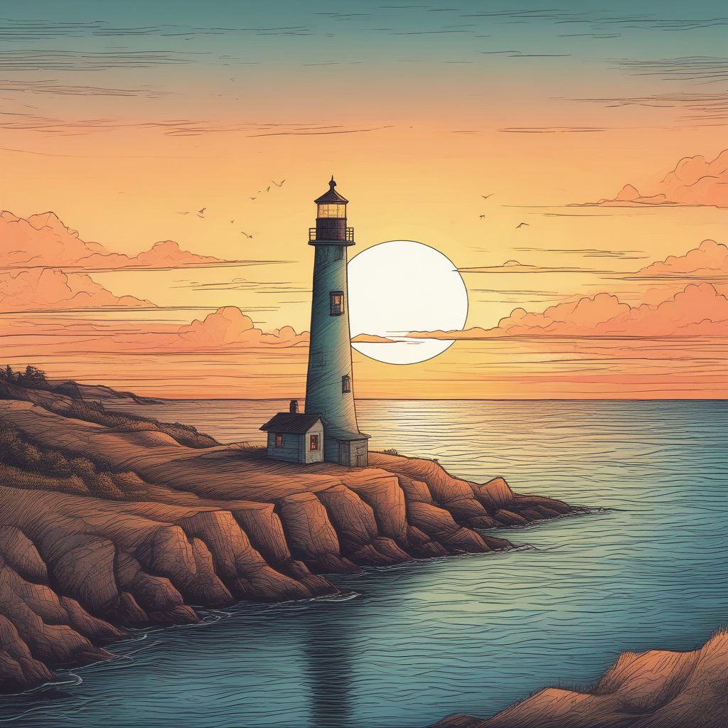 ⛵️灯塔海岸！蜡笔手绘风，温暖复古配色，旅行背景图！