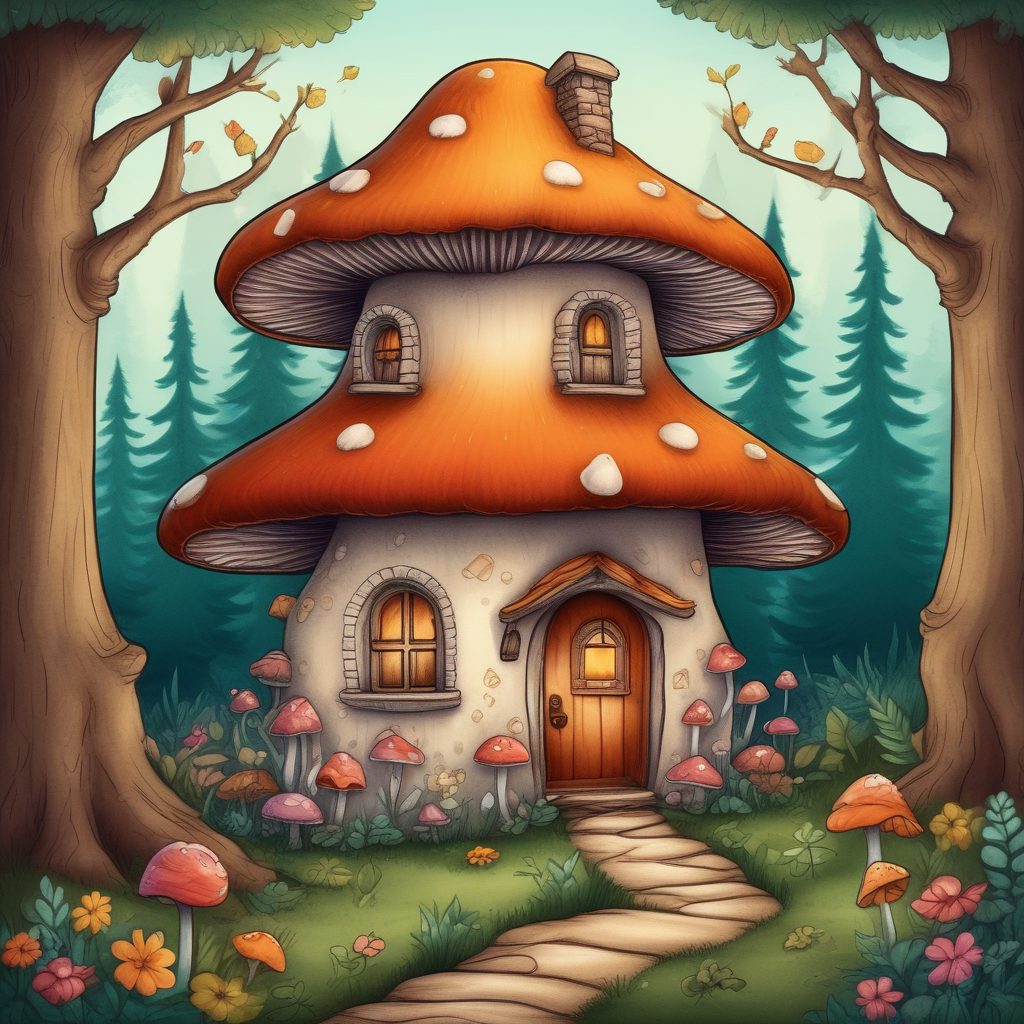 绝美手绘森林蘑菇屋！Pastel Colors、纸感纹理，打造温馨童话风～