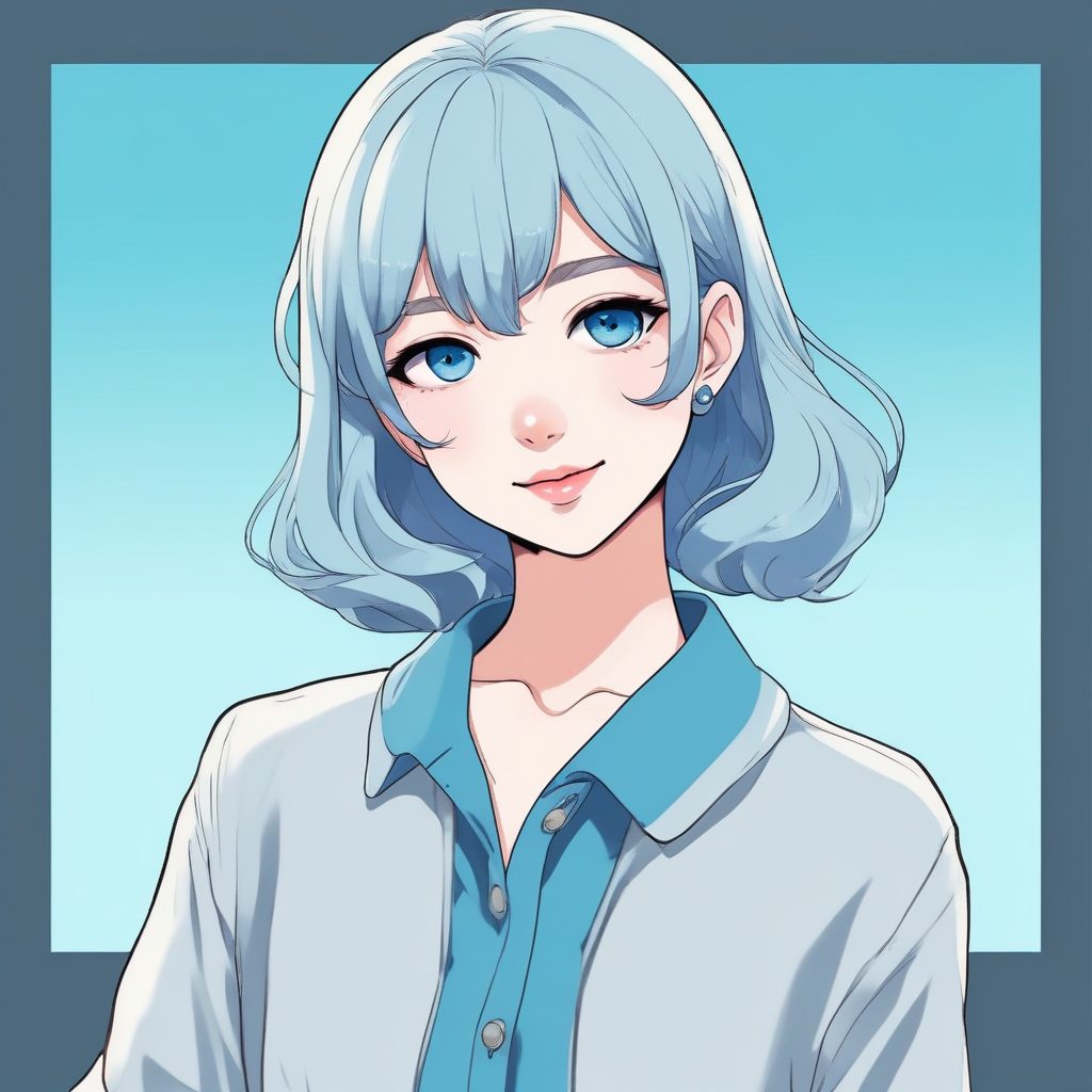 低饱和度美学：雾霾蓝系极简动漫头像，SD超好用提示词