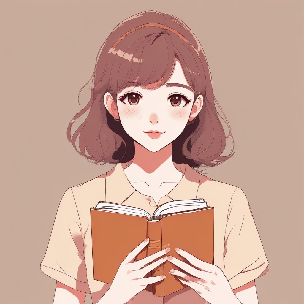 【低饱和】午后阳光极简头像:手捧书本的二次元少女与纯色背景
