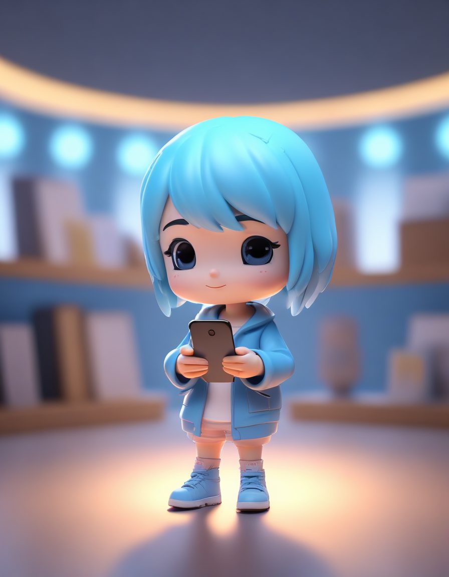 📱低头族必备！抱着手机刷屏的Q版盲盒手办，超细节粘土提示词