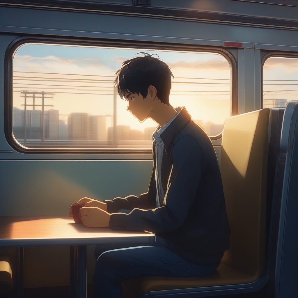 电车里的少年:新海诚治愈系动漫景深与光线处理AI绘图技巧