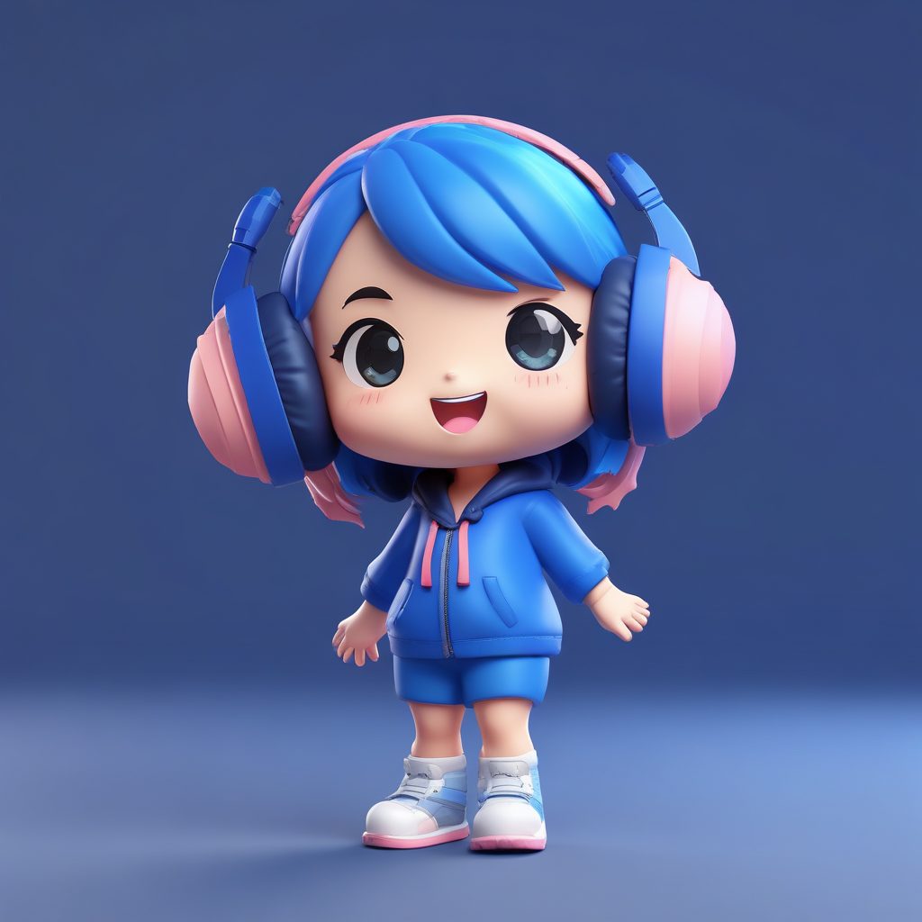 电竞高手Q版盲盒: 戴着耳机高呼胜利的动态抓拍