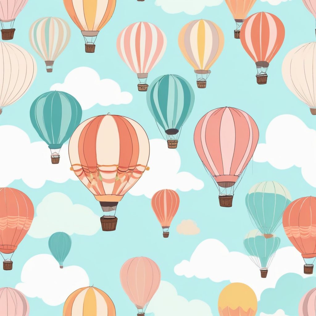 电脑壁纸推荐：极简热气球天空手绘插画，童趣配色，高级感满满