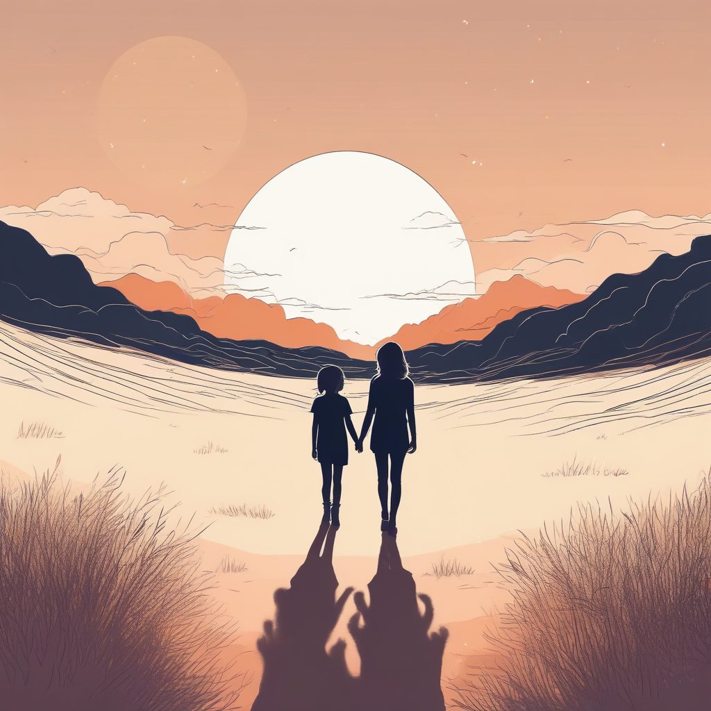 电脑桌面背景💻｜孤独感背影：极简线条女孩，彩色蜡笔质感！