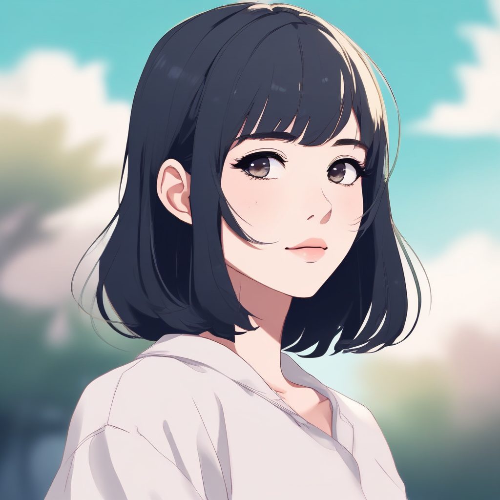 电影感光影！新海诚风格二次元极简少女头像，梦幻配色纯色背景