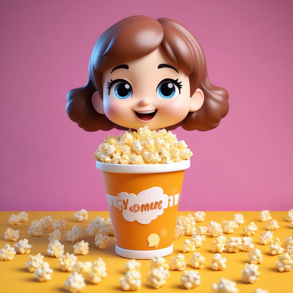 电影之夜Q版：抱着爆米花，期待大笑的可爱表情包