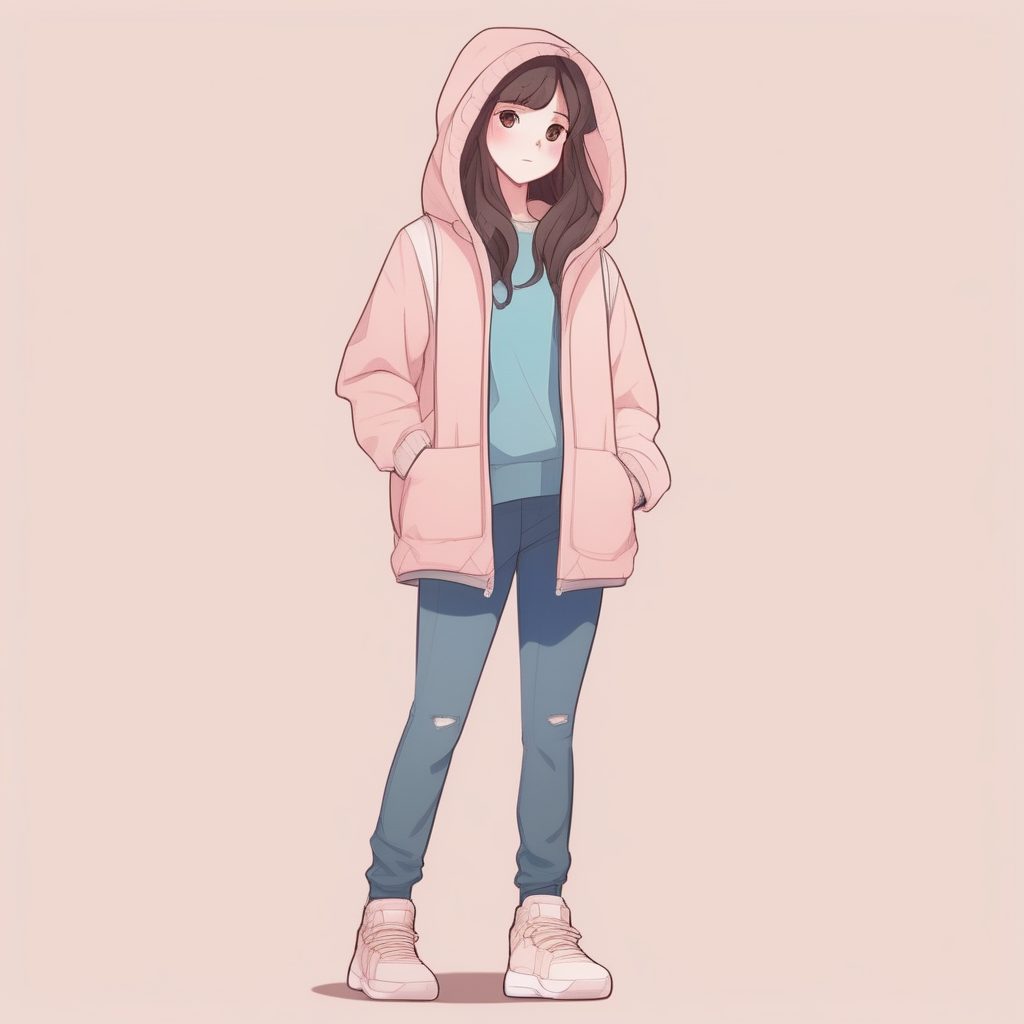 叠穿高手:冬季休闲时尚Q版全身像AI提示词(低饱和度背景)