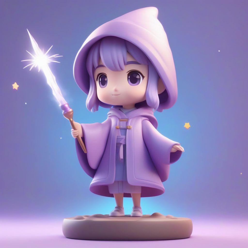 顶级C4D渲染：魔法Q版巫师全身像，粘土盲盒手办提示词大全