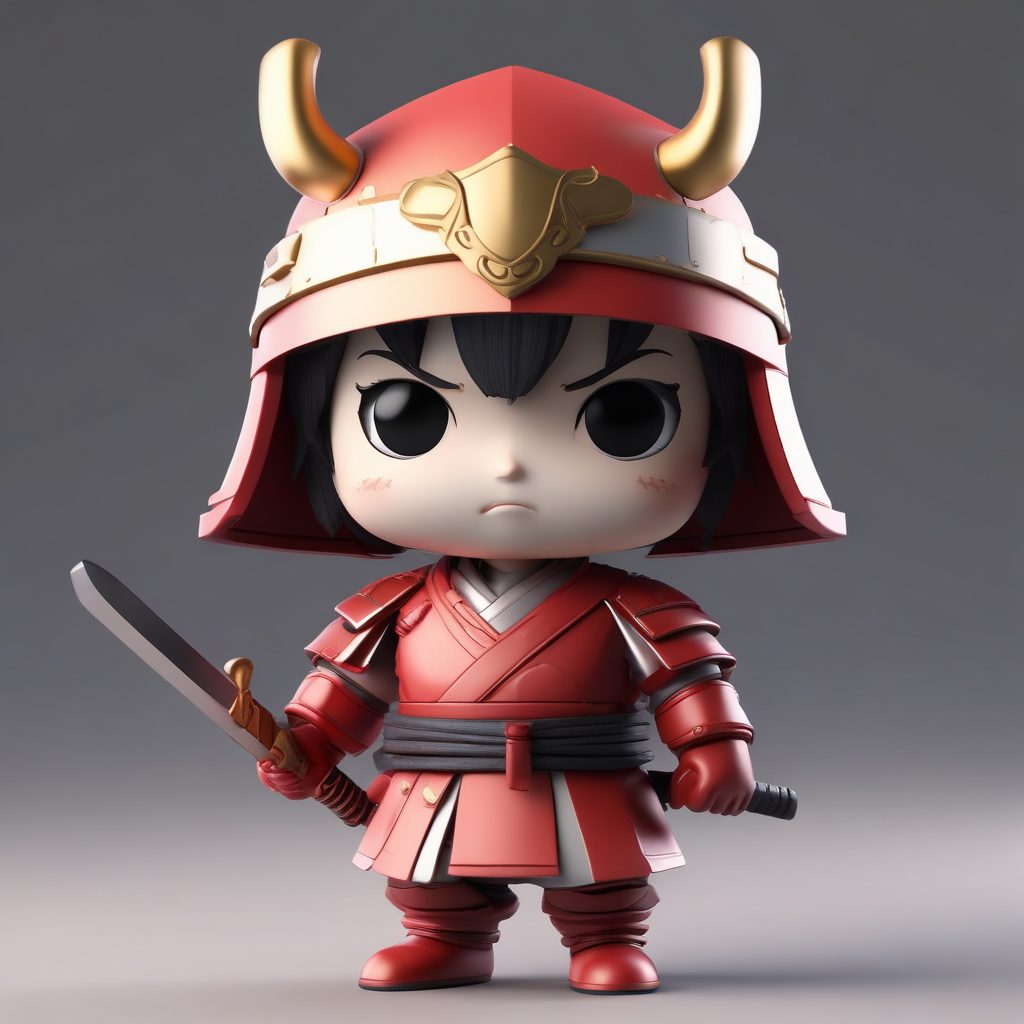 东方美学融合！Q版武士粘土公仔C4D渲染图最佳AI提示词